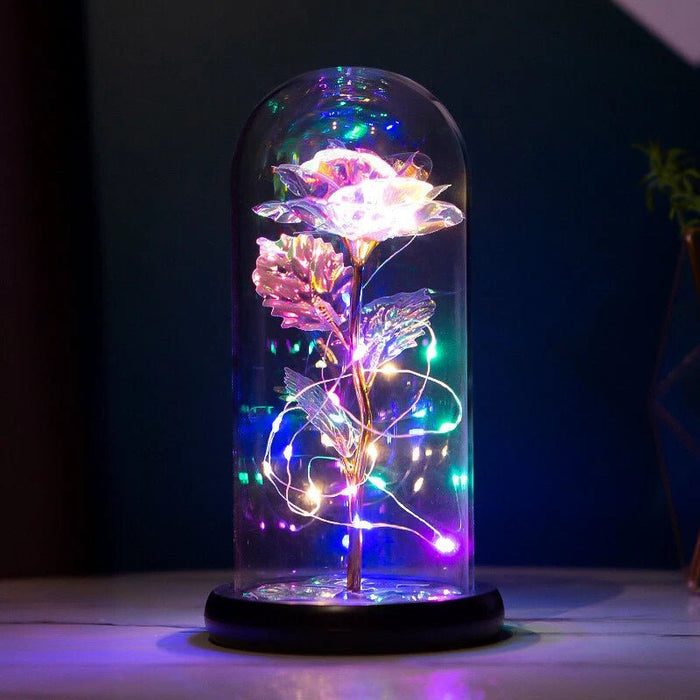 Light Up Rose Glass Dome