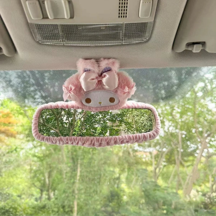 Pink Plush Rearview Mirror Cover