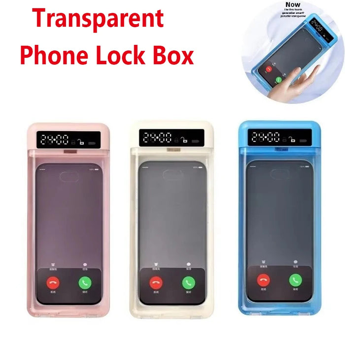 Transparent Phone Lock Box with Display Screen Self-Discipline Device Smart Timer Phone Lock Box for Student Phone Time Manager