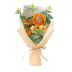 MieleGifts handcrafted crochet sunflower and daisy bouquet wrapped in tissue paper with a ribbon bow